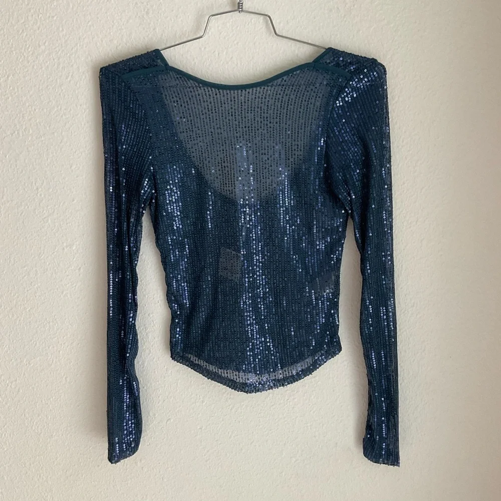 NWT Free People Unapologetic Sequin Long Sleeve Top